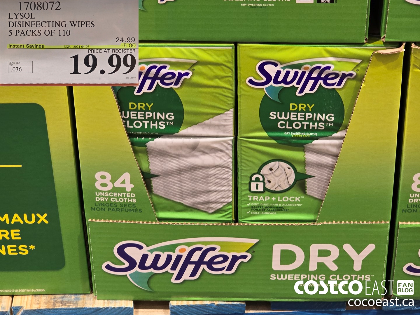 1708072 LYSOL DISINFECTING WIPES 5 PACKS OF 110 ($5.00 INSTANT SAVINGS EXPIRES ON 2024-04-07) $19.99