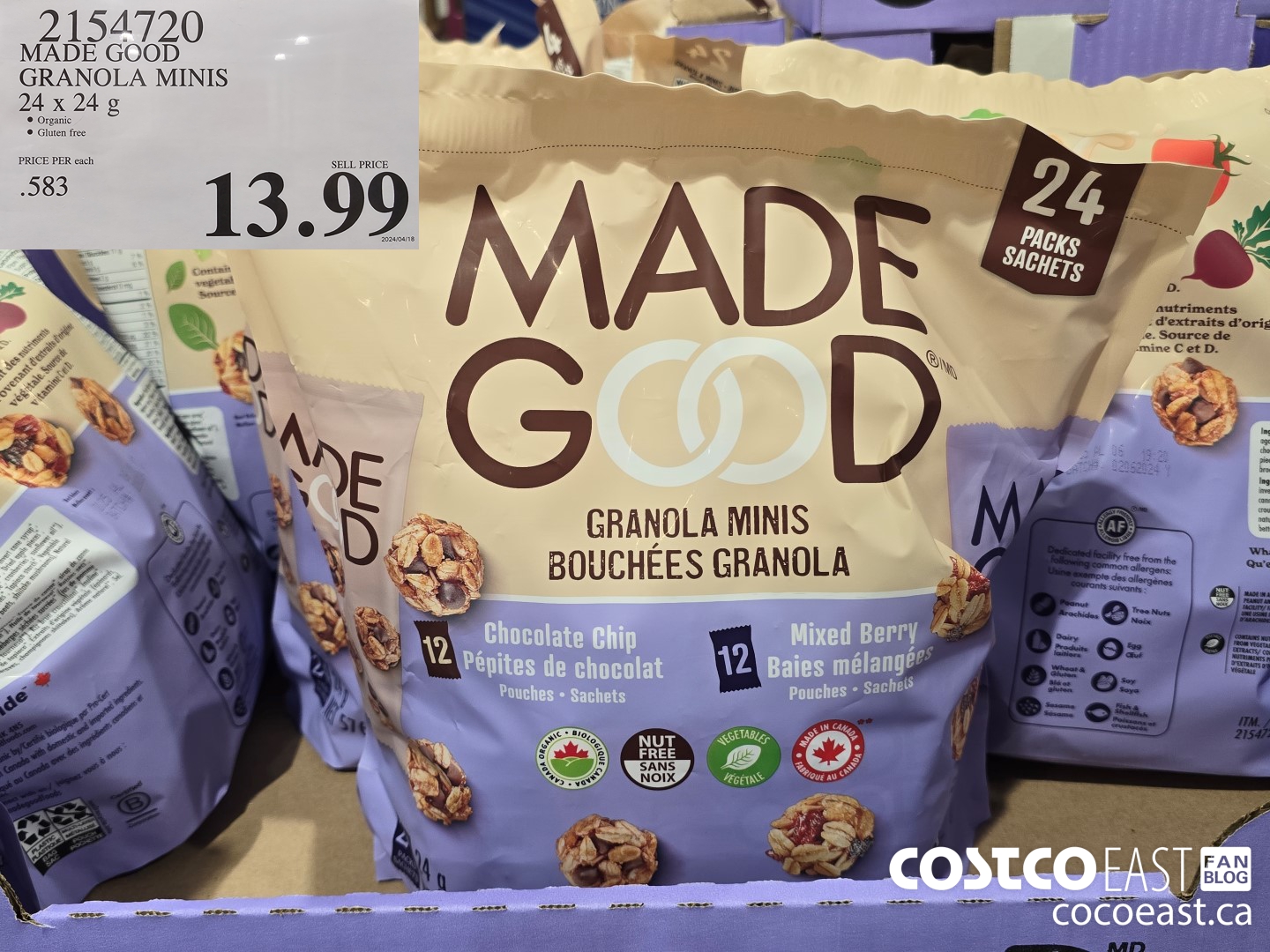 2154720 MADE GOOD GRANOLA MINIS 24 x 24 g $13.99
