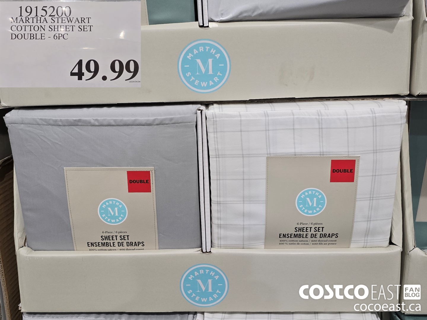 1915200 MARTHA STEWART COTTON SHEET SET DOUBLE - 6PC $49.99