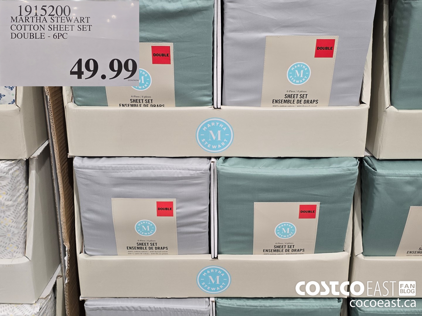 1915200 MARTHA STEWART COTTON SHEET SET DOUBLE - 6PC $49.99