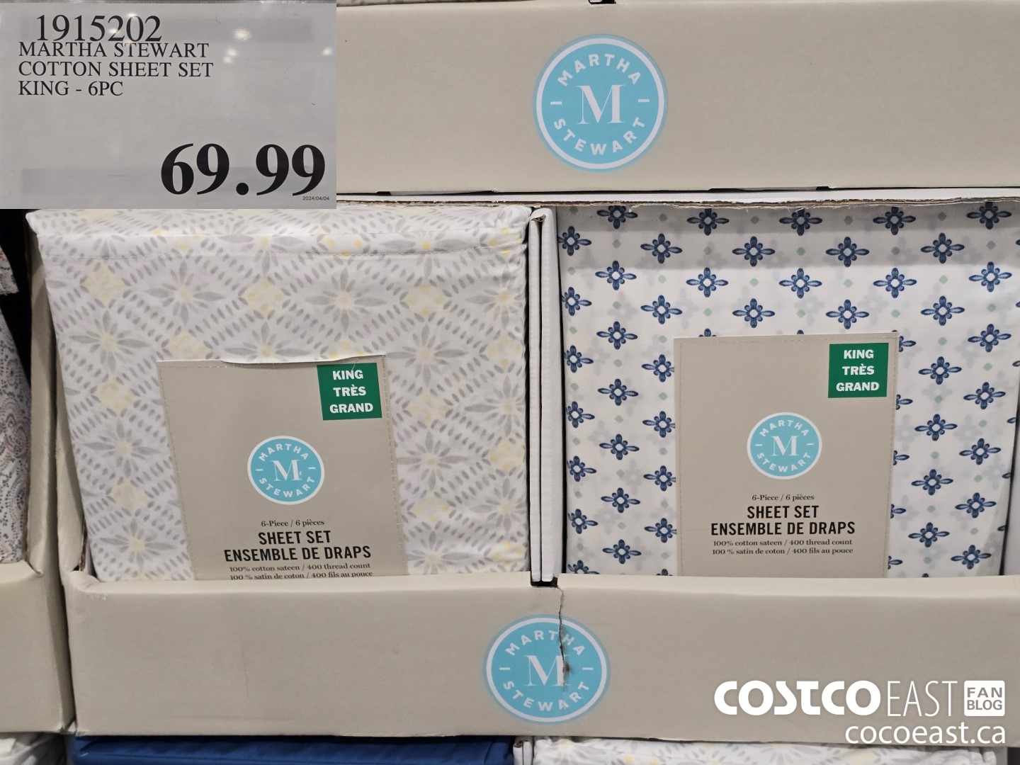 1915202 MARTHA STEWART COTTON SHEET SET KING - 6PC $69.99