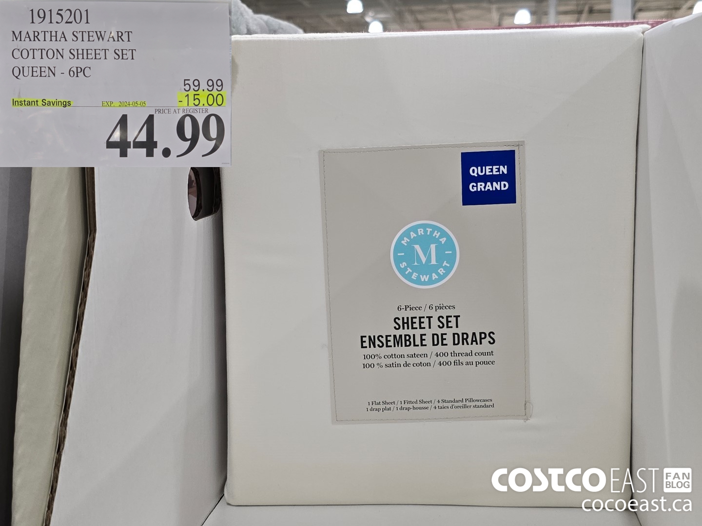 1915201 MARTHA STEWART COTTON SHEET SET QUEEN - 6PC ($15.00 INSTANT SAVINGS EXPIRES ON 2024-05-05) $44.99