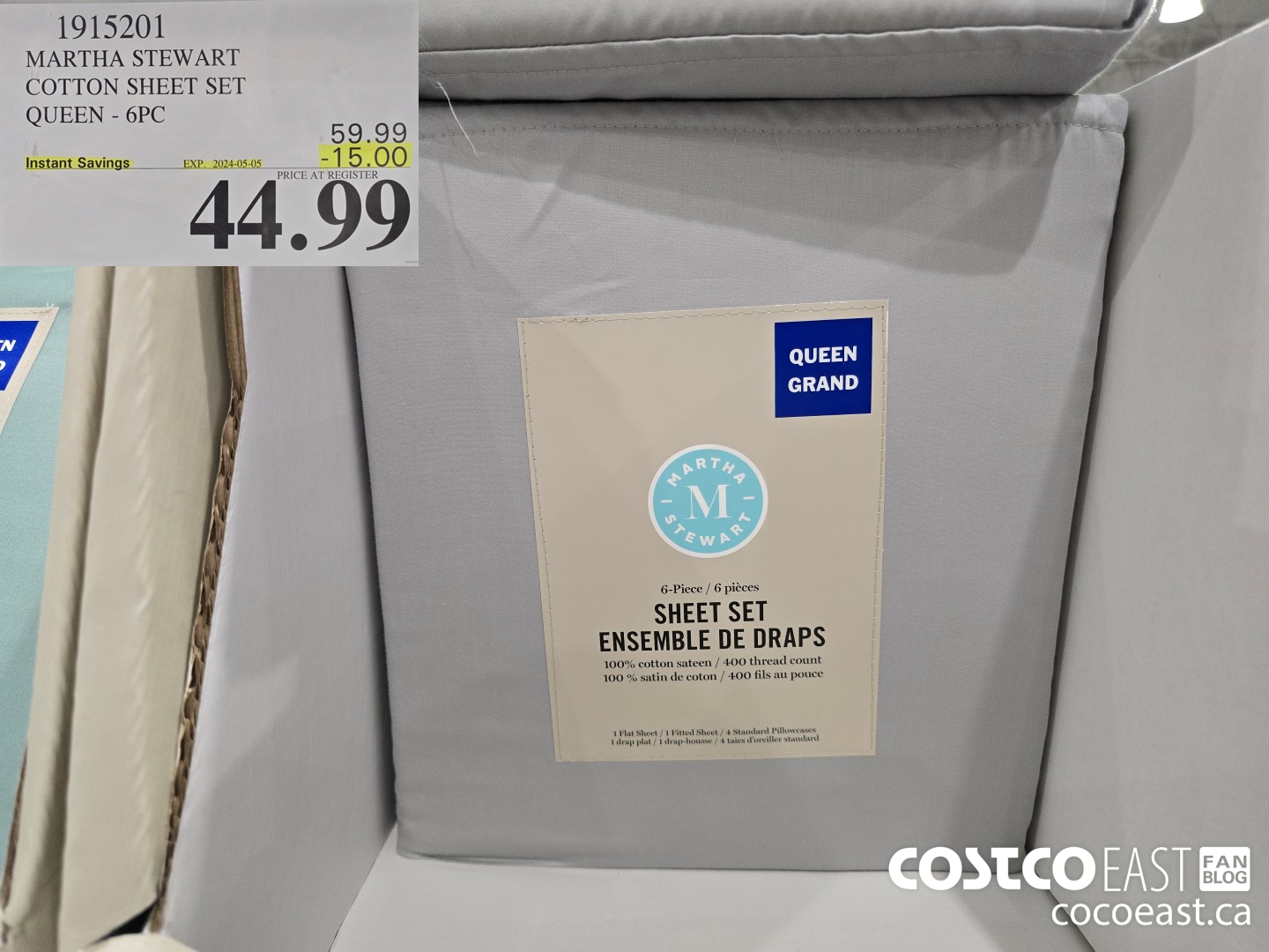 1915201 MARTHA STEWART COTTON SHEET SET QUEEN - 6PC ($15.00 INSTANT SAVINGS EXPIRES ON 2024-05-05) $44.99