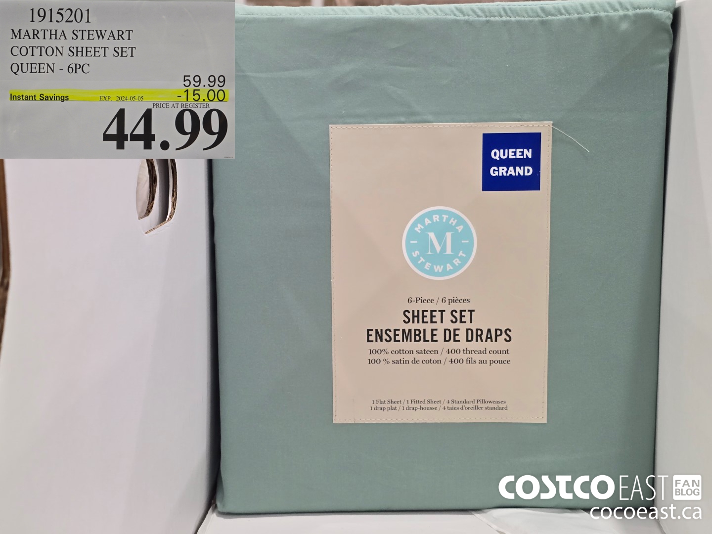 1915201 MARTHA STEWART COTTON SHEET SET QUEEN - 6PC ($15.00 INSTANT SAVINGS EXPIRES ON 2024-05-05) $44.99
