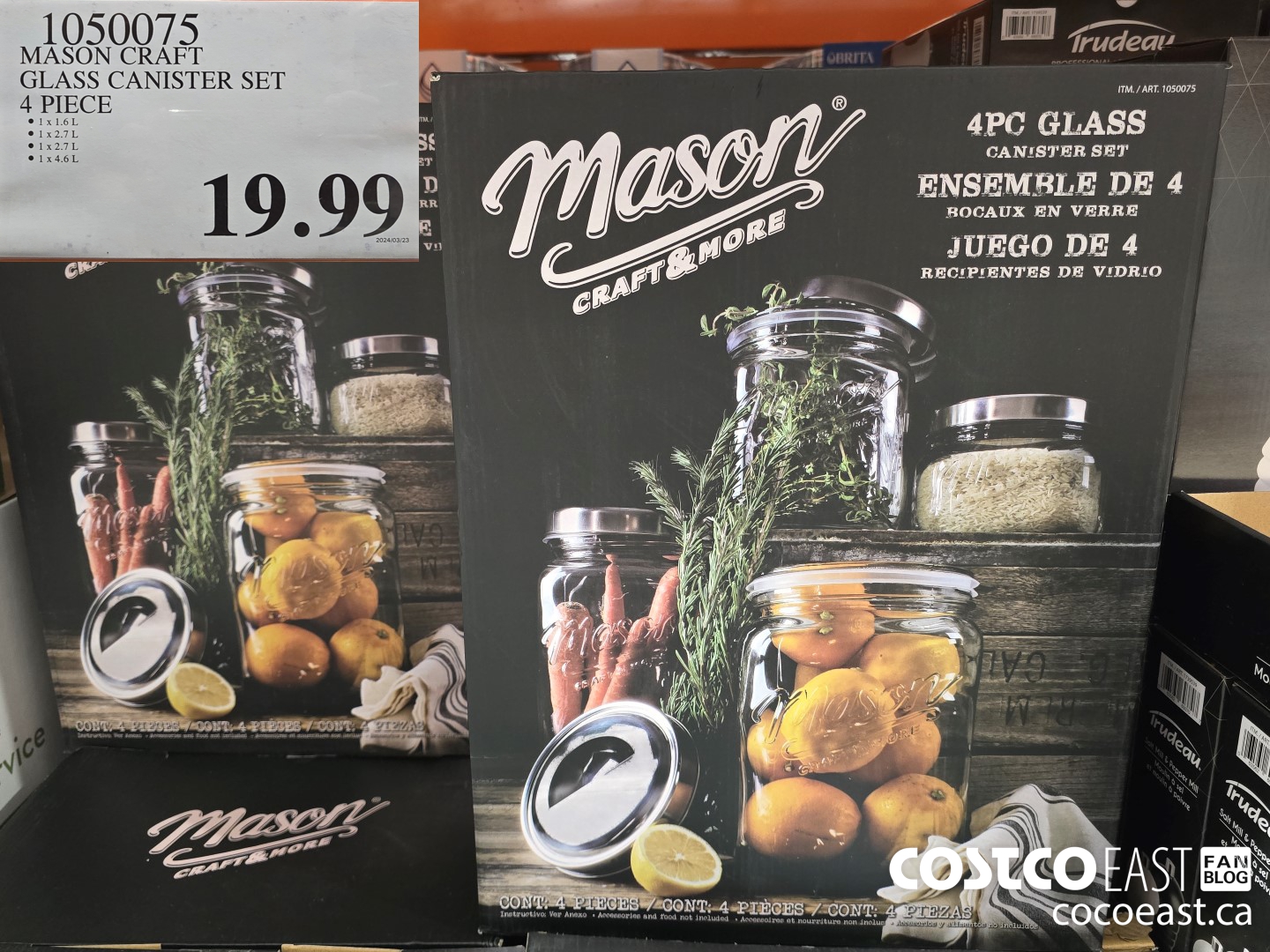 1050075 MASON GLASS STORAGE SET 4 PIECE $19.99