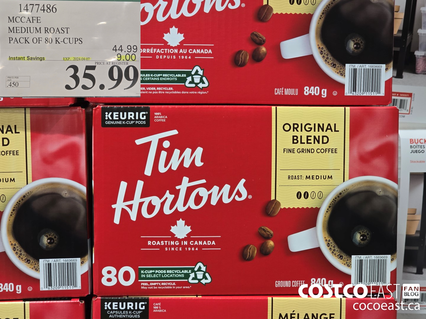 1477486 MCCAFE MEDIUM ROAST PACK OF 80 K-CUPS ($9.00 INSTANT SAVINGS EXPIRES ON 2024-04-07) $35.99