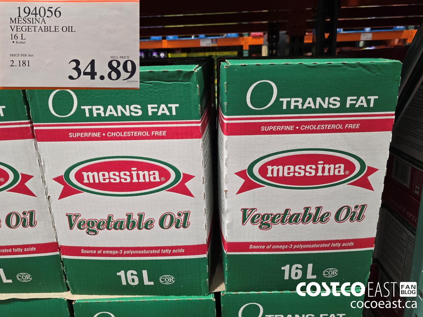 194056 MESSINA VEGETABLE OIL 16 L $34.89