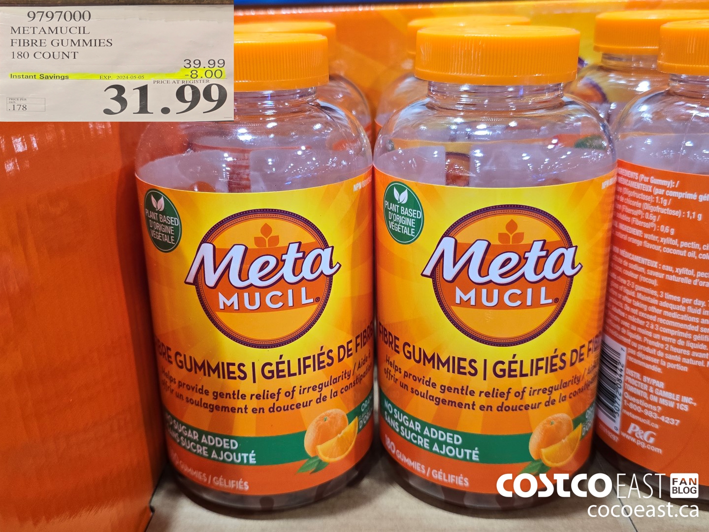9797000 METAMUCIL FIBRE GUMMIES 180 COUNT ($8.00 INSTANT SAVINGS EXPIRES ON 2024-05-05) $31.99