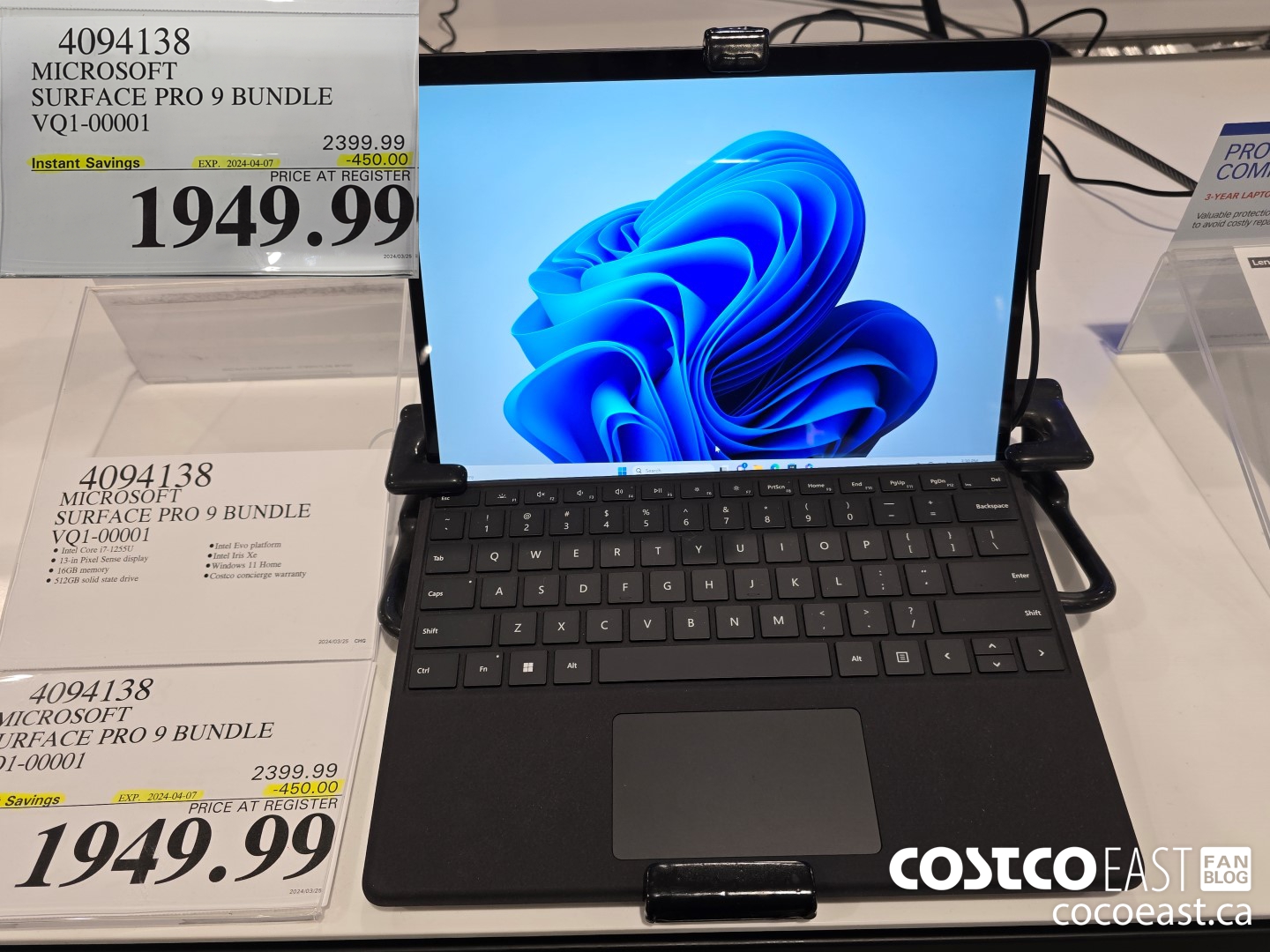 4094138 MICROSOFT SURFACE PRO 9 BUNDLE VQ1-00001 ($450.00 INSTANT SAVINGS EXPIRES ON 2024-04-07) $1949.99