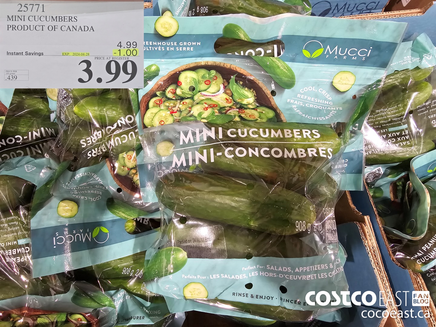 25771 MINI CUCUMBERS PRODUCT OF CANADA ($1.00 INSTANT SAVINGS EXPIRES ON 2024-04-28) $3.99