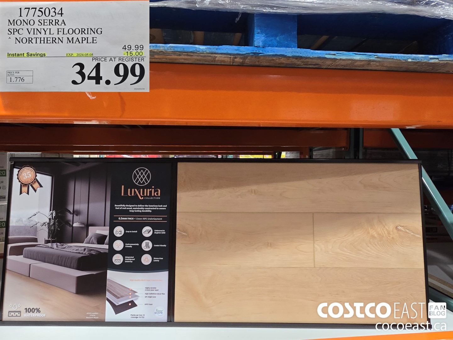 1775034 MONO SERRA SPC VINYL FLOORING NORTHERN MAPLE ($15.00 INSTANT SAVINGS EXPIRES ON 2024-05-05) $34.99