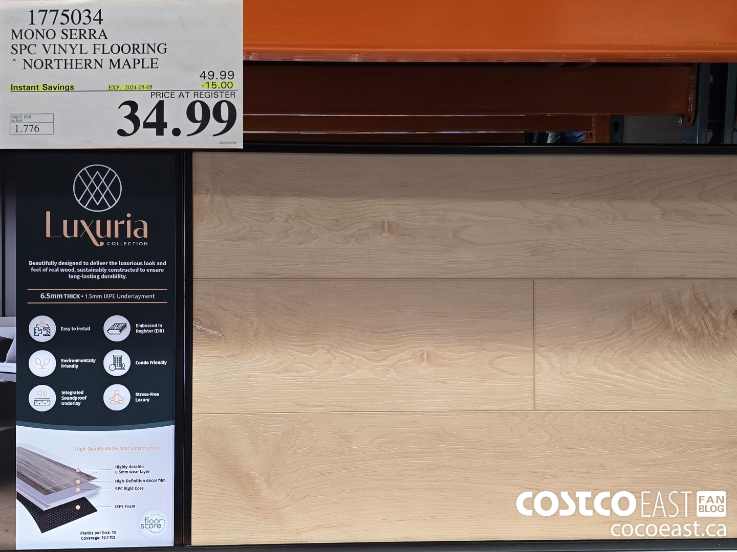 1775034 MONO SERRA SPC VINYL FLOORING NORTHERN MAPLE ($15.00 INSTANT SAVINGS EXPIRES ON 2024-05-05) $34.99