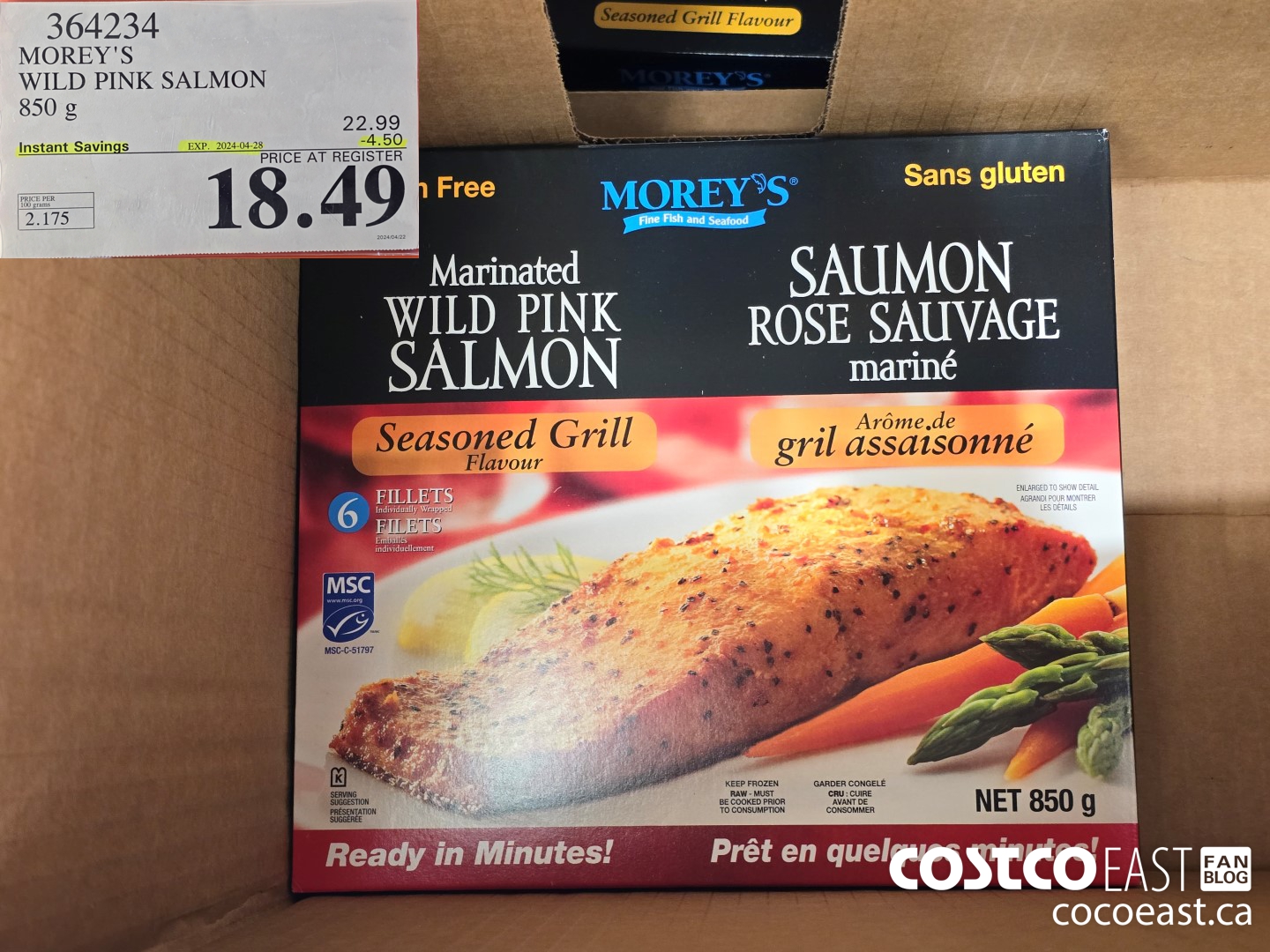 364234 MOREY'S WILD PINK SALMON 850 g ($4.50 INSTANT SAVINGS EXPIRES ON 2024-04-28) $18.49