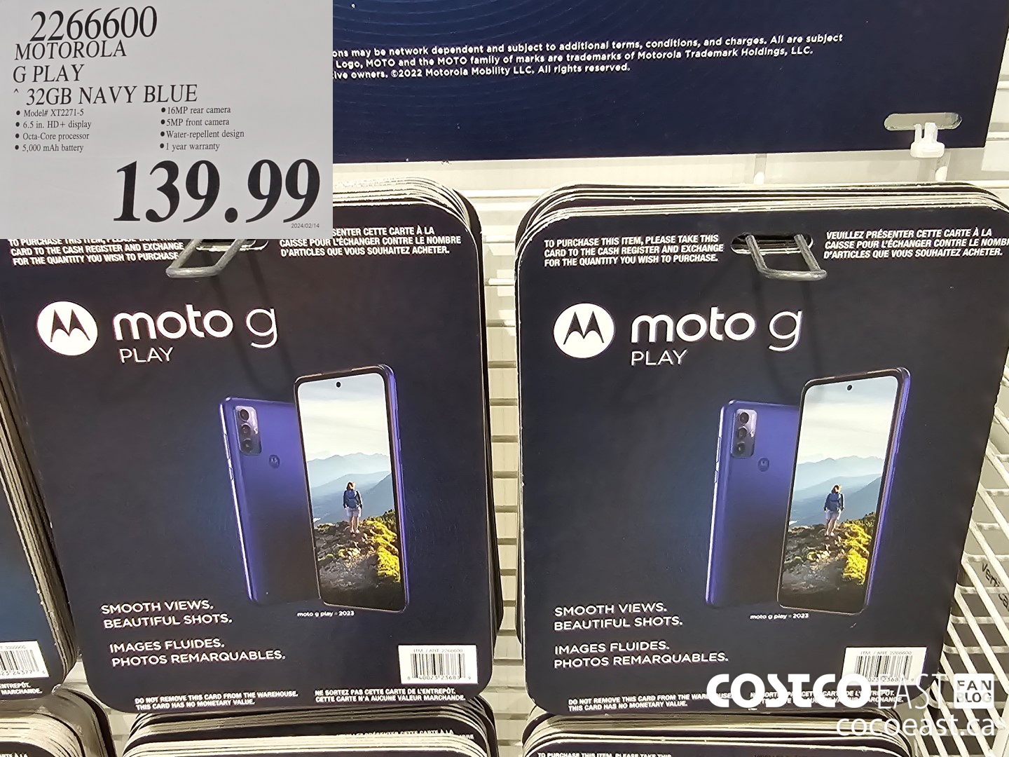 2266600 MOTOROLA G PLAY 32GB NAVY BLUE $139.99