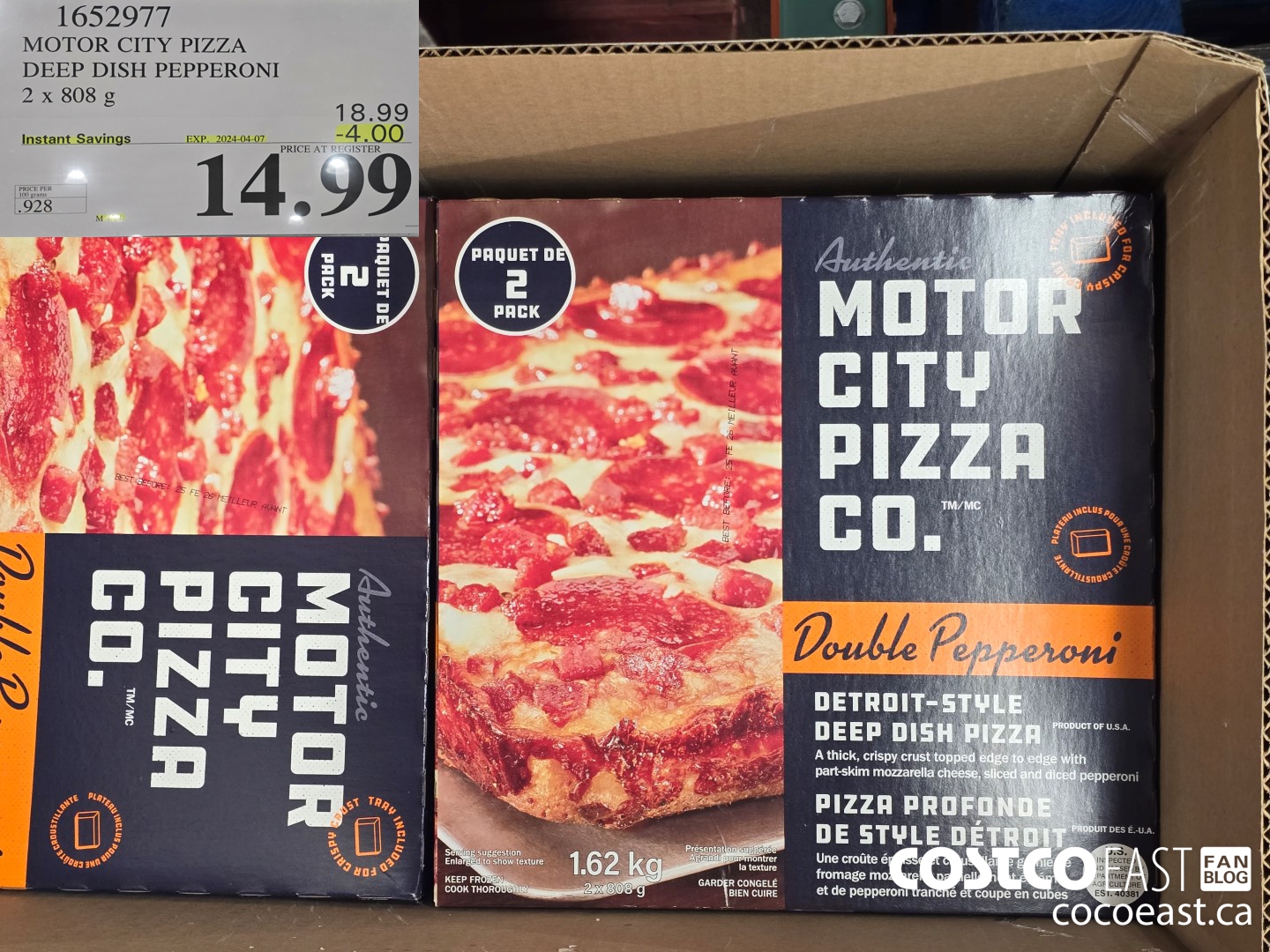 1652977 MOTOR CITY PIZZA DEEP DISH PEPPERONI 2 X 808G ($4.00 INSTANT SAVINGS EXPIRES ON 2024-04-07) $14.99