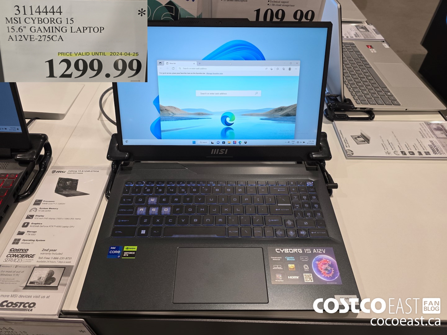 3114444 MSI CYBORG 15 15.6' GAMING LAPTOP A12VE-275CA $1299.99
