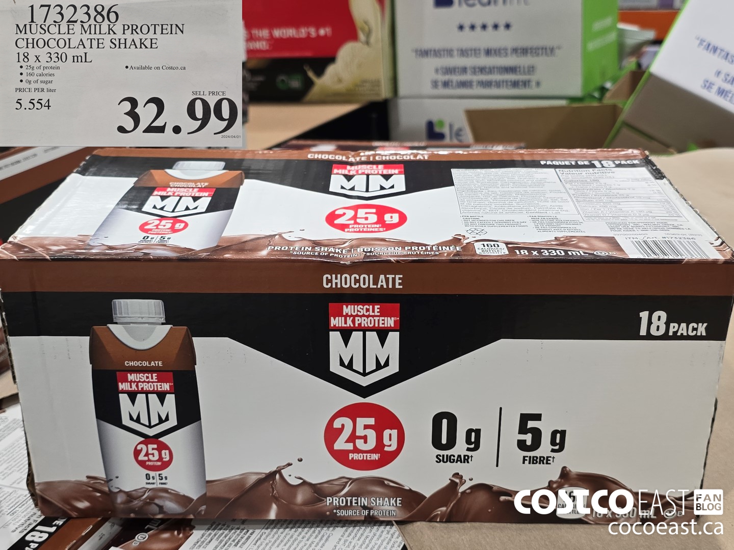 1732386 MUSCLE MILK PROTEIN CHOCOLATE SHAKE 18 X 330 ML $32.99