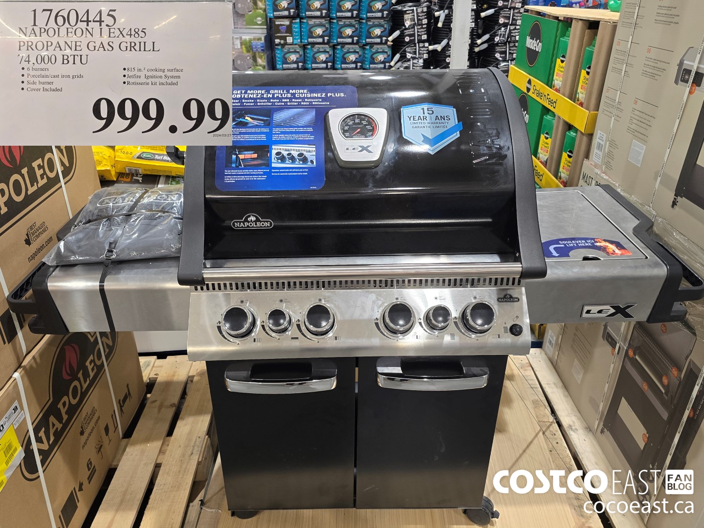 1760445 NAPOLEON LEX485 PROPANE GAS GRILL 74,000 BTU $999.99