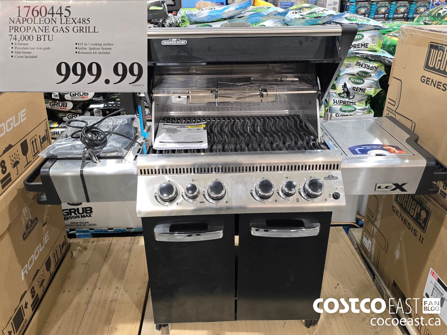 1760445 NAPOLEON LEX485 PROPANE GAS GRILL 74,000 BTU $999.99