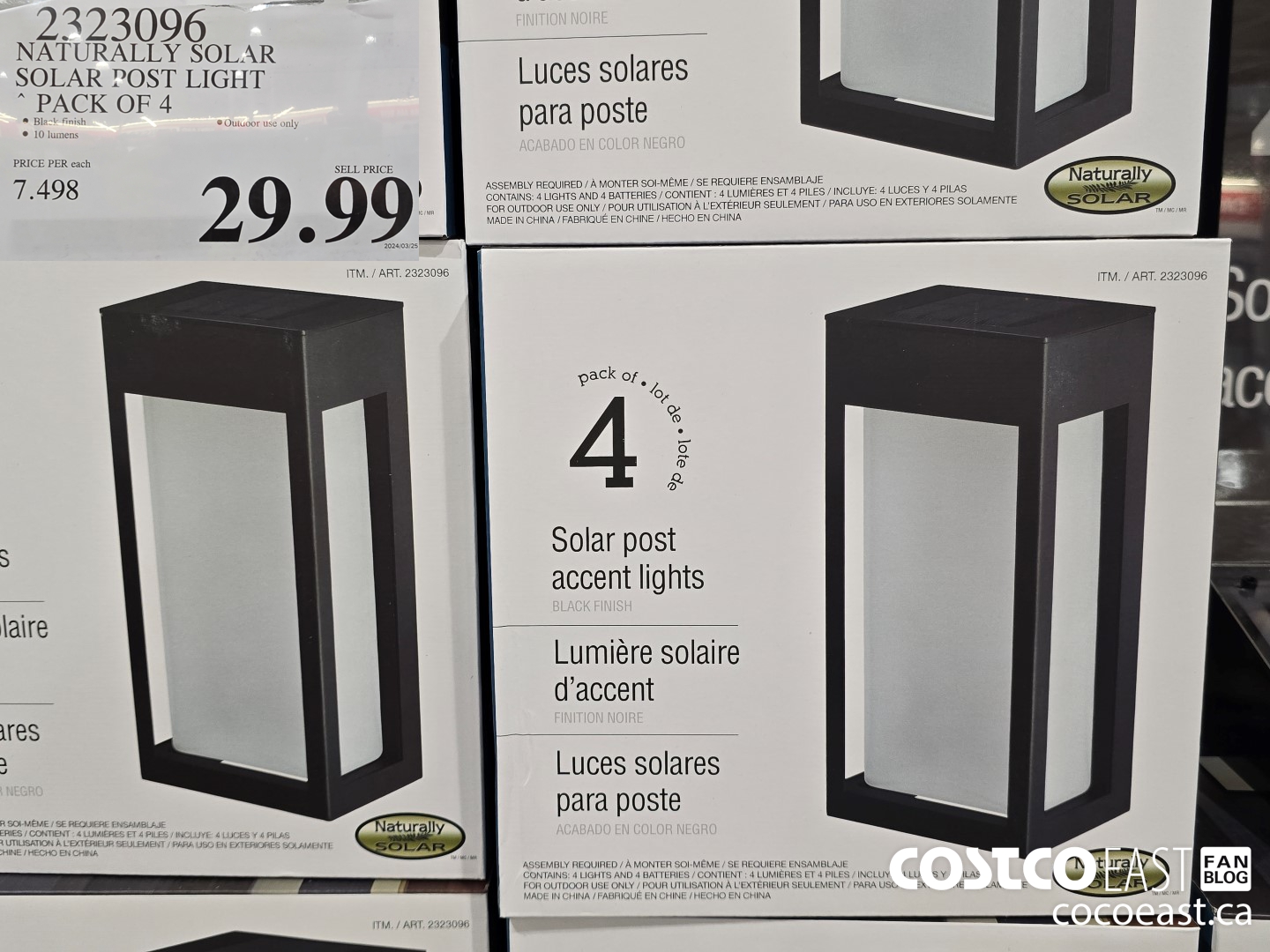 2323096 NATURALLY SOLAR SOLAR POST LIGHT ~ PACK OF 4 $29.99