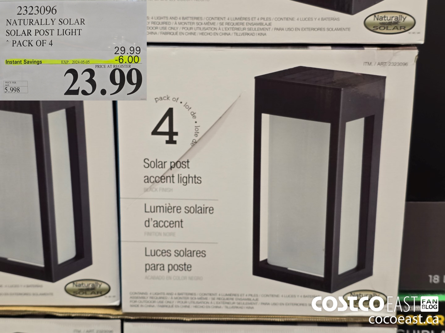 2323096 NATURALLY SOLAR SOLAR POST LIGHT ~ PACK OF 4 ($6.00 INSTANT SAVINGS EXPIRES ON 2024-05-05) $23.99