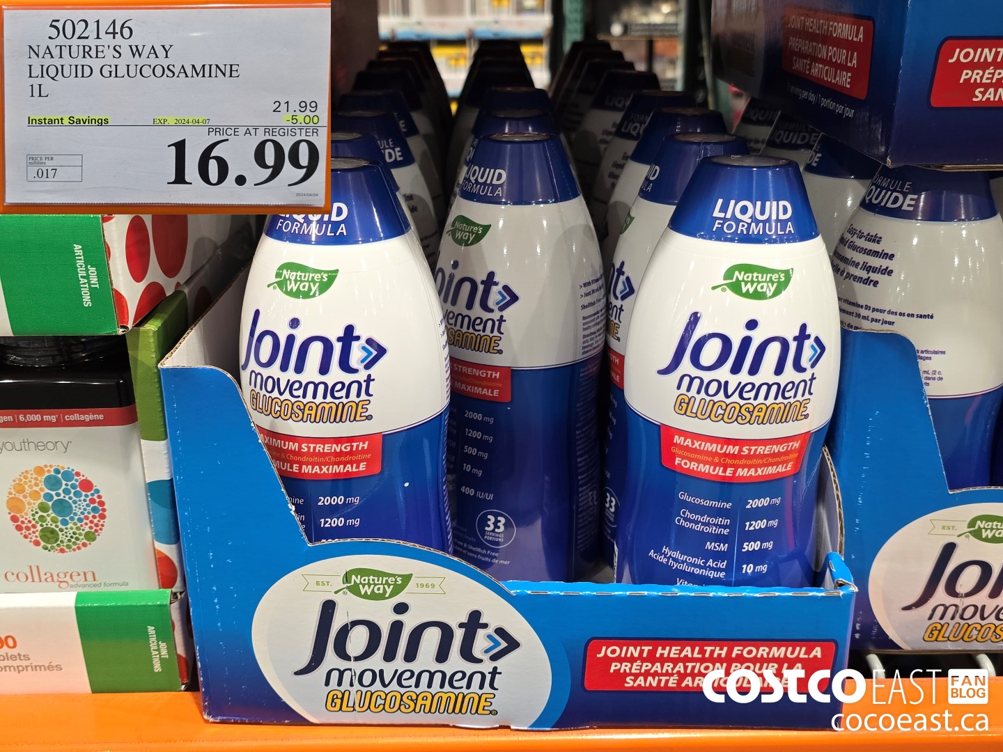 502146 NATURE'S WAY LIQUID GLUCOSAMINE 1L ($5.00 INSTANT SAVINGS EXPIRES ON 2024-04-07) $16.99