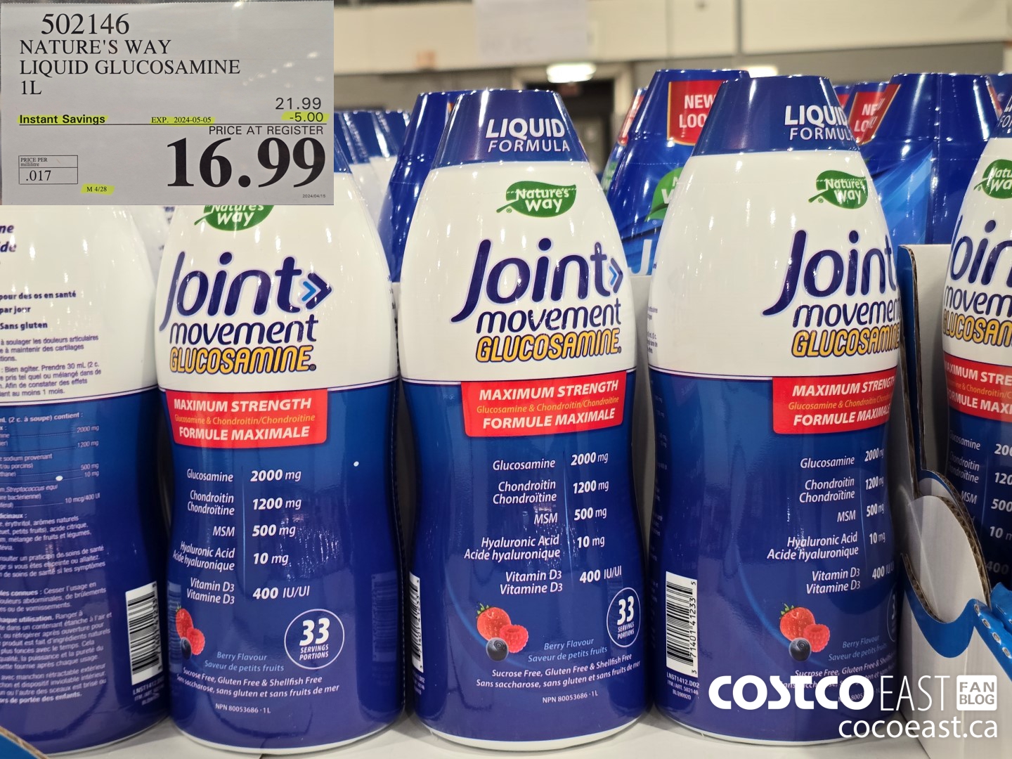 502146 NATURE'S WAY LIQUID GLUCOSAMINE 1L ($5.00 INSTANT SAVINGS EXPIRES ON 2024-05-05) $16.99