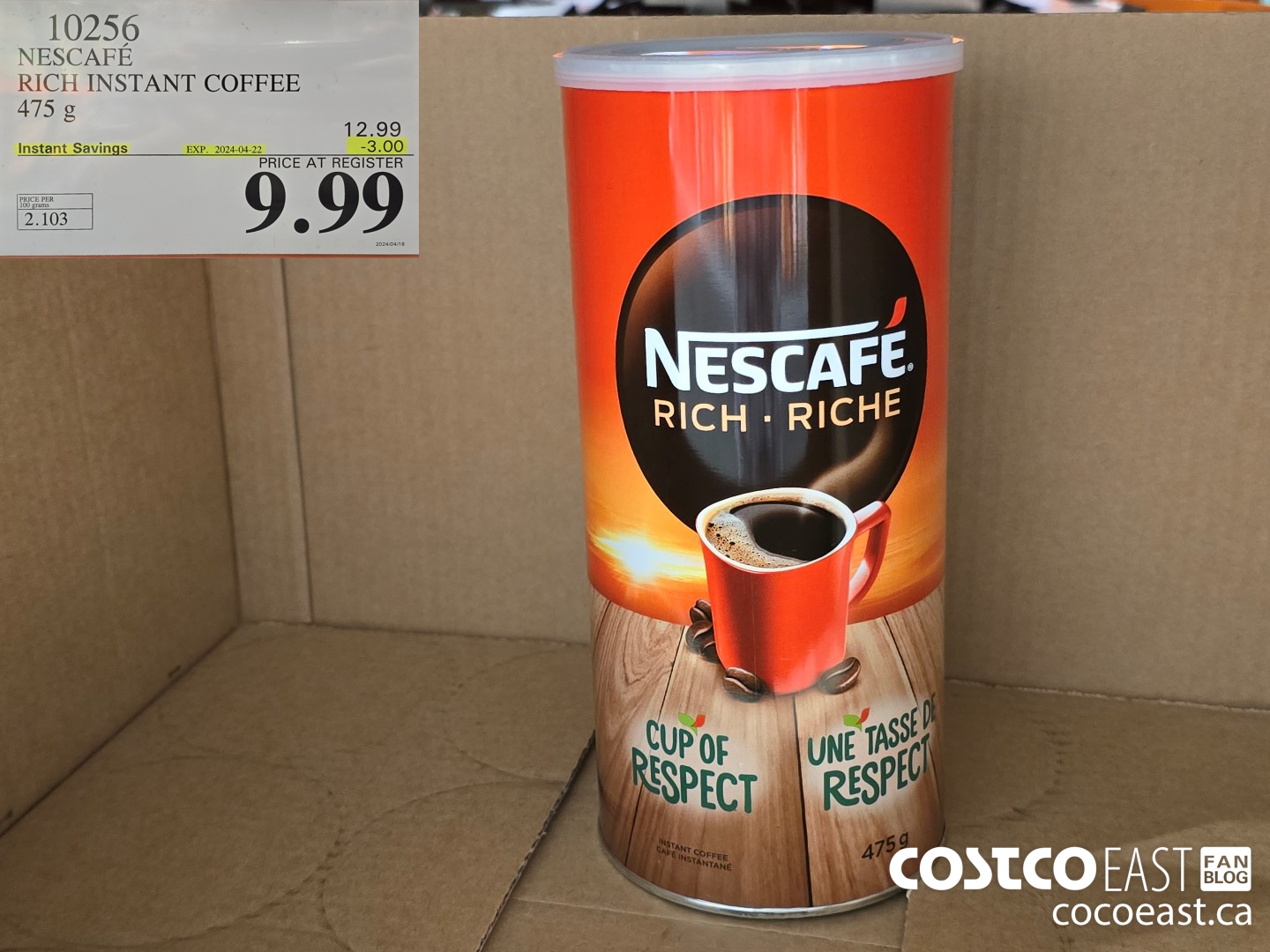 10256 NESCAFE RICH INSTANT COFFEE 475 G ($3.00 INSTANT SAVINGS EXPIRES ON 2024-04-22) $9.99