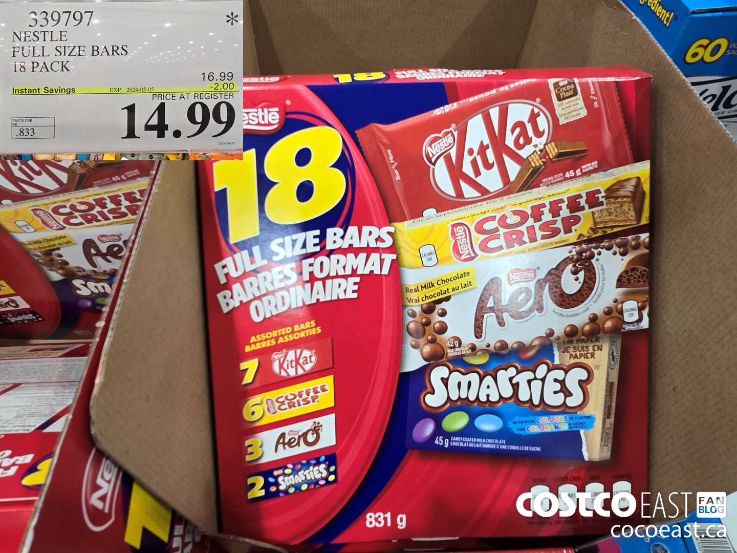 339797 NESTLE FULL SIZE BARS 18 PACK ($2.00 INSTANT SAVINGS EXPIRES ON 2024-05-05) $14.99