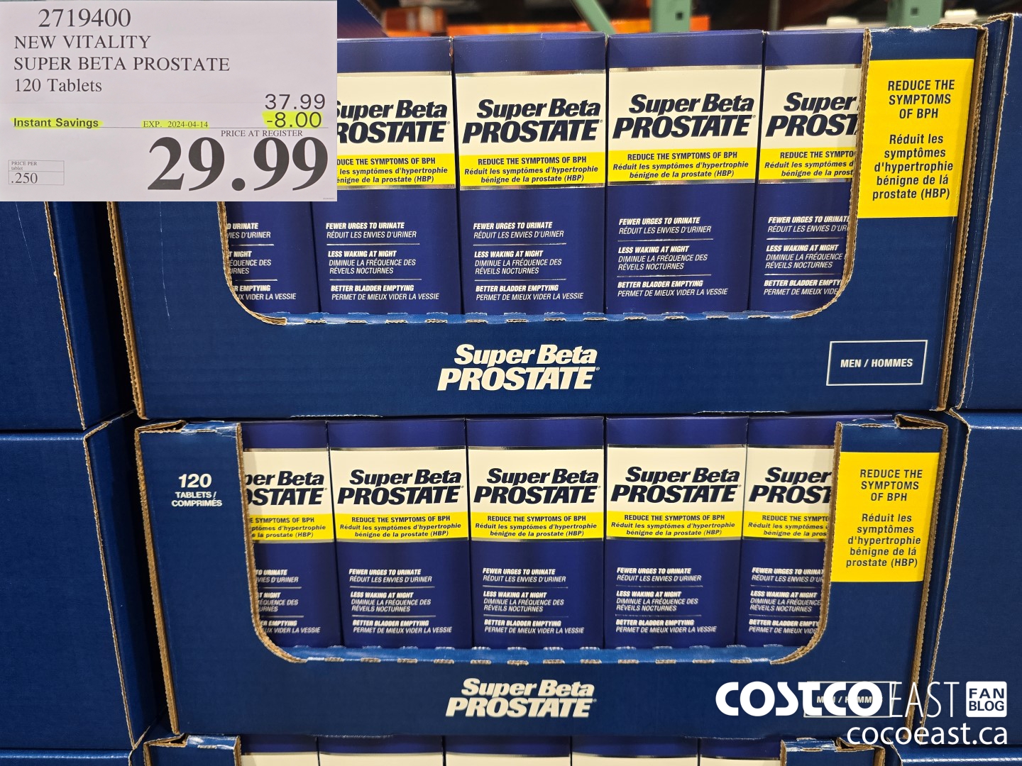 2719400 NEW VITALITY SUPER BETA PROSTATE 120 Tablets ($8.00 INSTANT SAVINGS EXPIRES ON 2024-04-14) $29.99