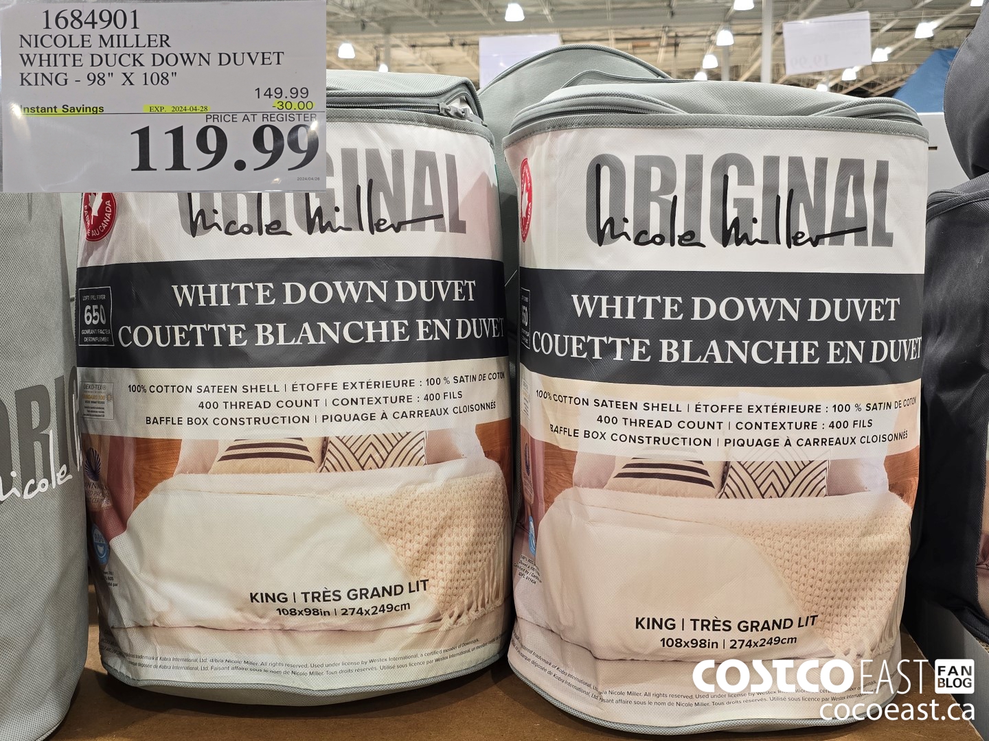 1684901 NICOLE MILLER WHITE DUCK DOWN DUVET KING - 98