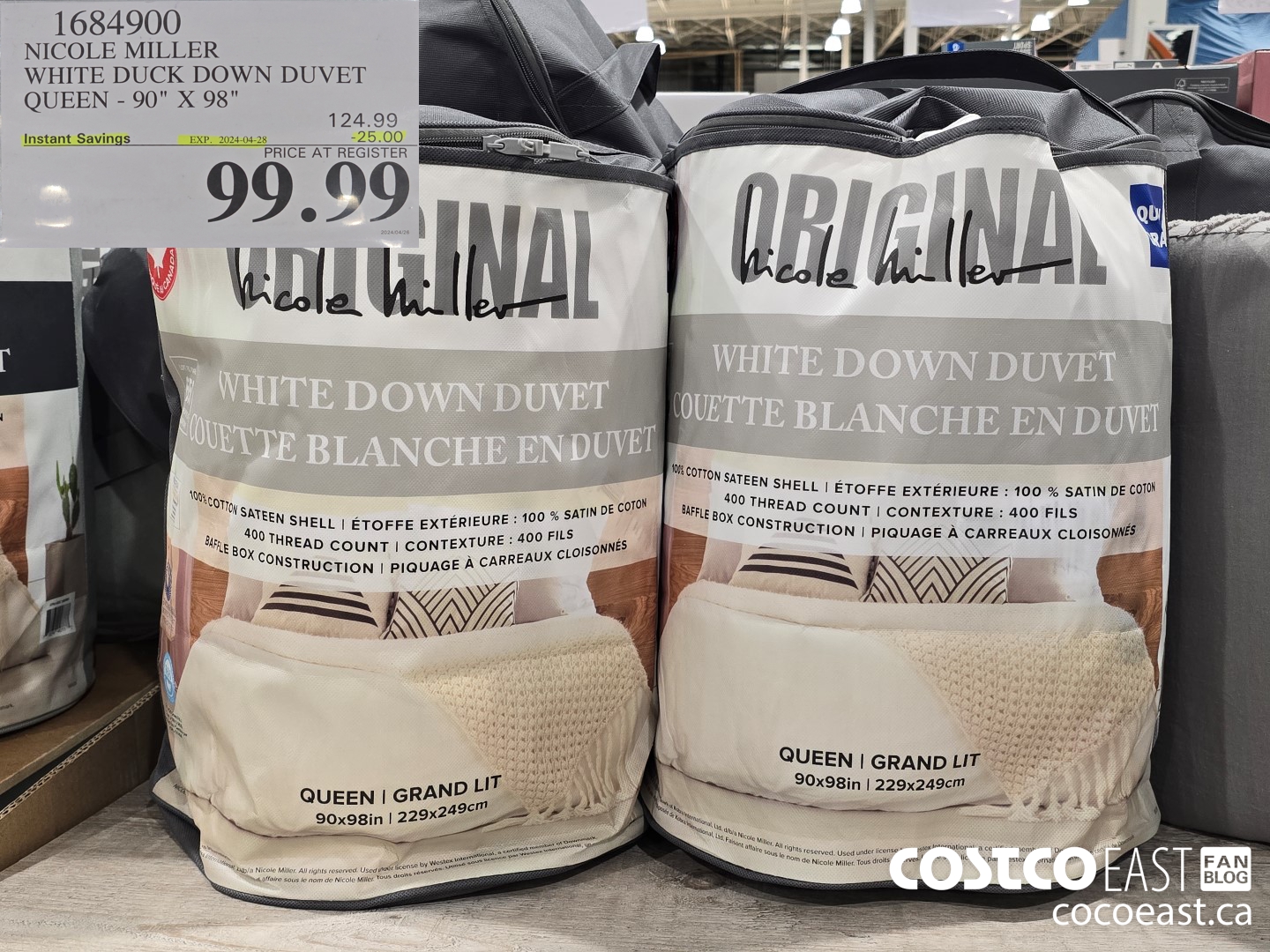 1684900 NICOLE MILLER WHITE DUCK DOWN DUVET QUEEN - 90