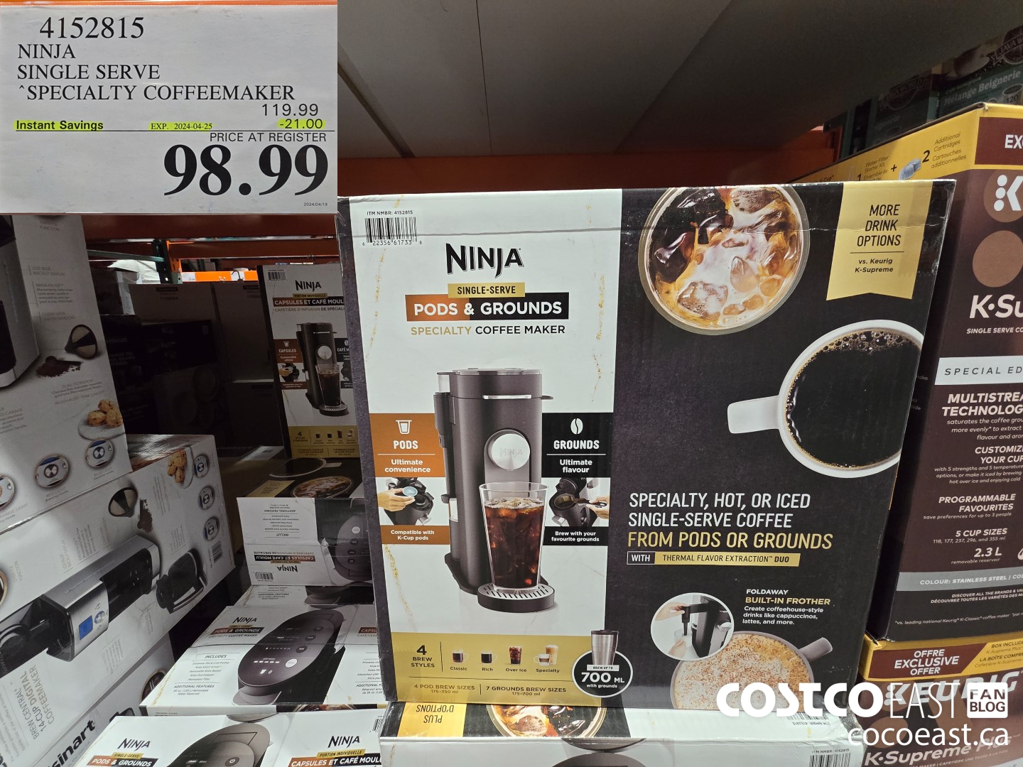 4152815 NINJA SINGLE SERVE SPECIALTY COFFEEMAKER ($21.00 INSTANT SAVINGS EXPIRES ON 2024-04-25) $98.99
