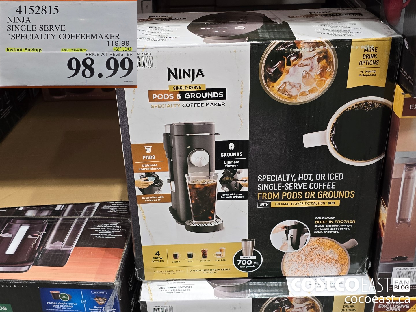4152815 NINJA SINGLE SERVE SPECIALTY COFFEEMAKER ($21.00 INSTANT SAVINGS EXPIRES ON 2024-04-25) $98.99
