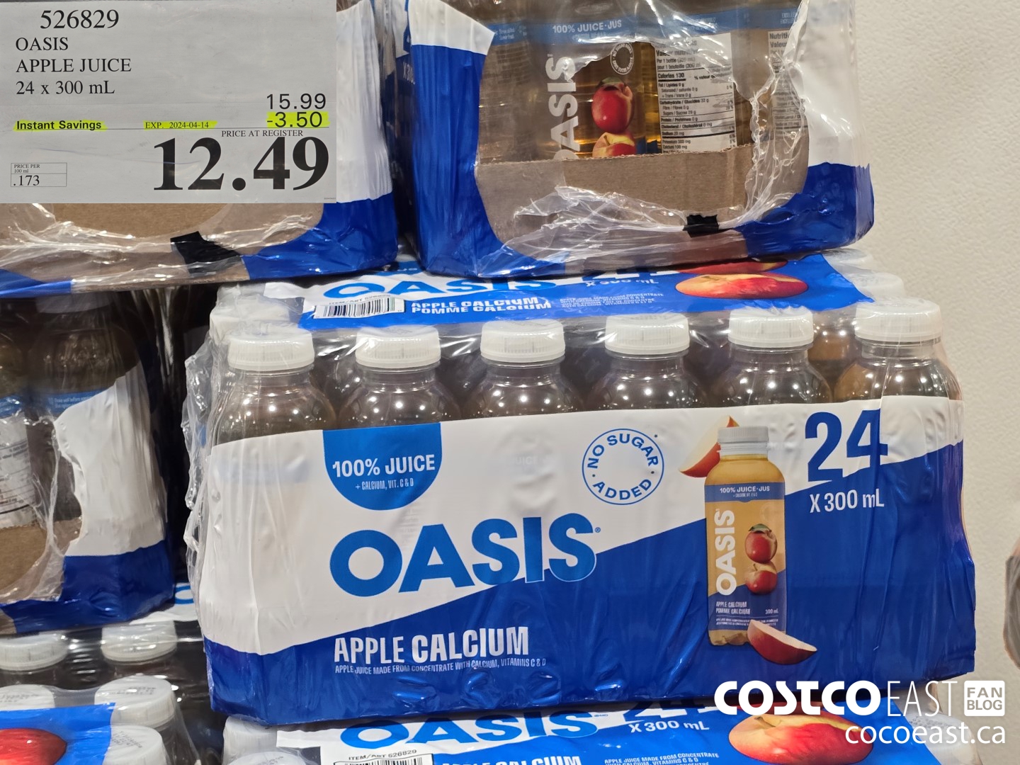 526829 OASIS APPLE JUICE 24 X 300 ML ($3.50 INSTANT SAVINGS EXPIRES ON 2024-04-14) $12.49