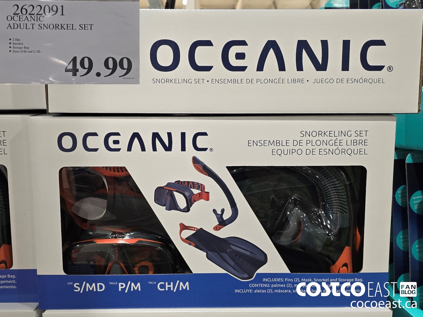 2622091 OCEANIC ADULT SNORKEL SET $49.99