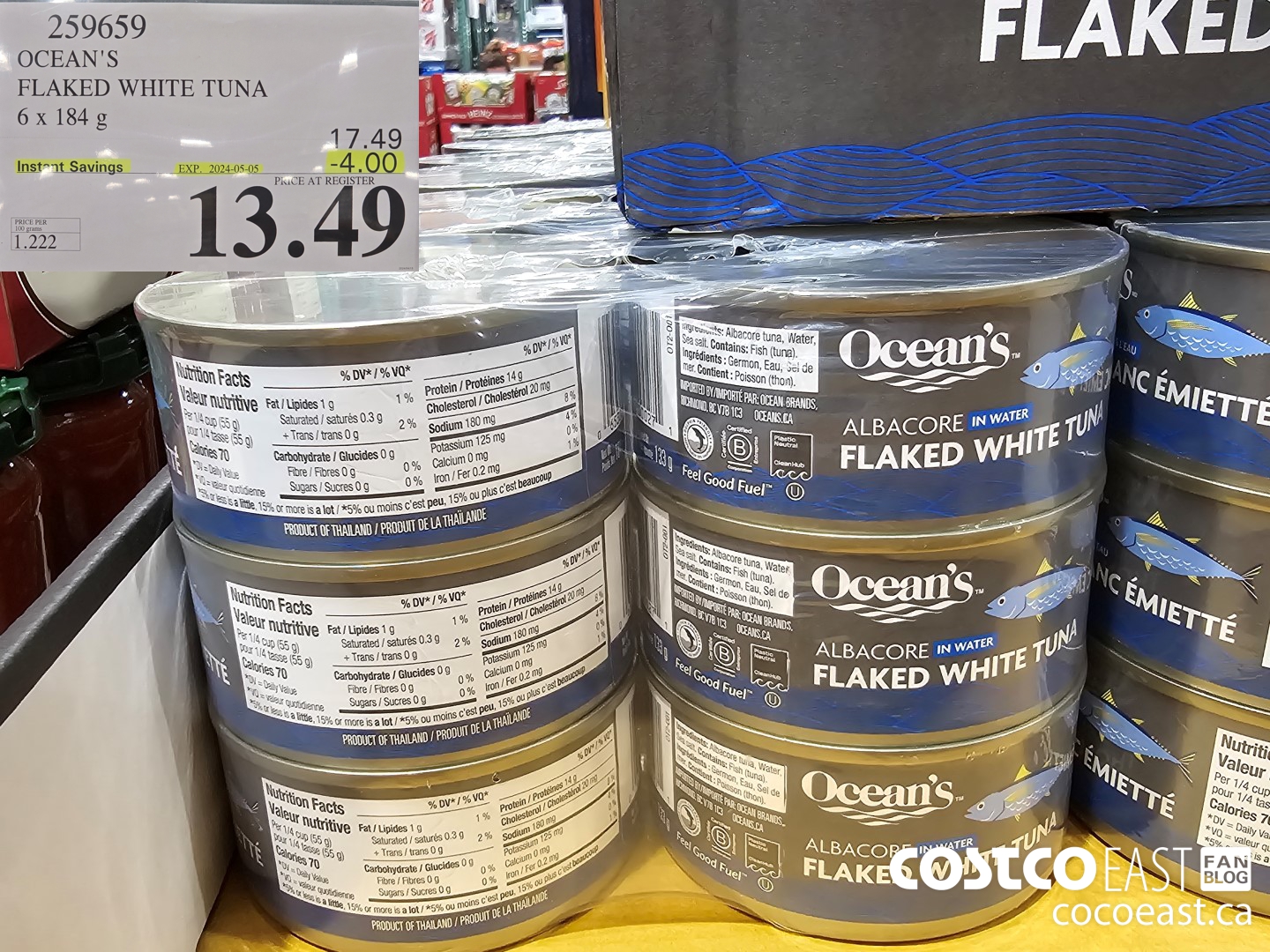 259659 OCEAN'S FLAKED WHITE TUNA 6 x 184 G ($4.00 INSTANT SAVINGS EXPIRES ON 2024-05-05) $13.49