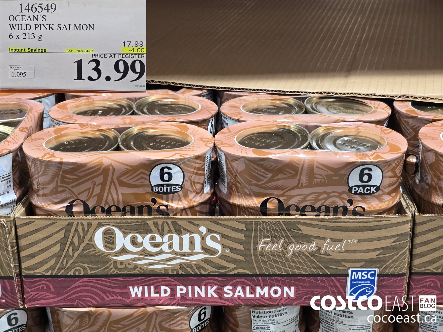 146549 OCEAN'S WILD PINK SALMON 6 X 213 ($4.00 INSTANT SAVINGS EXPIRES ON 2024-04-07) $13.99