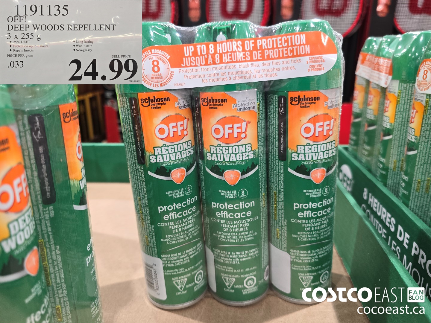 1191135 OFF! DEEP WOODS REPELLENT 3 X 255 G $24.99