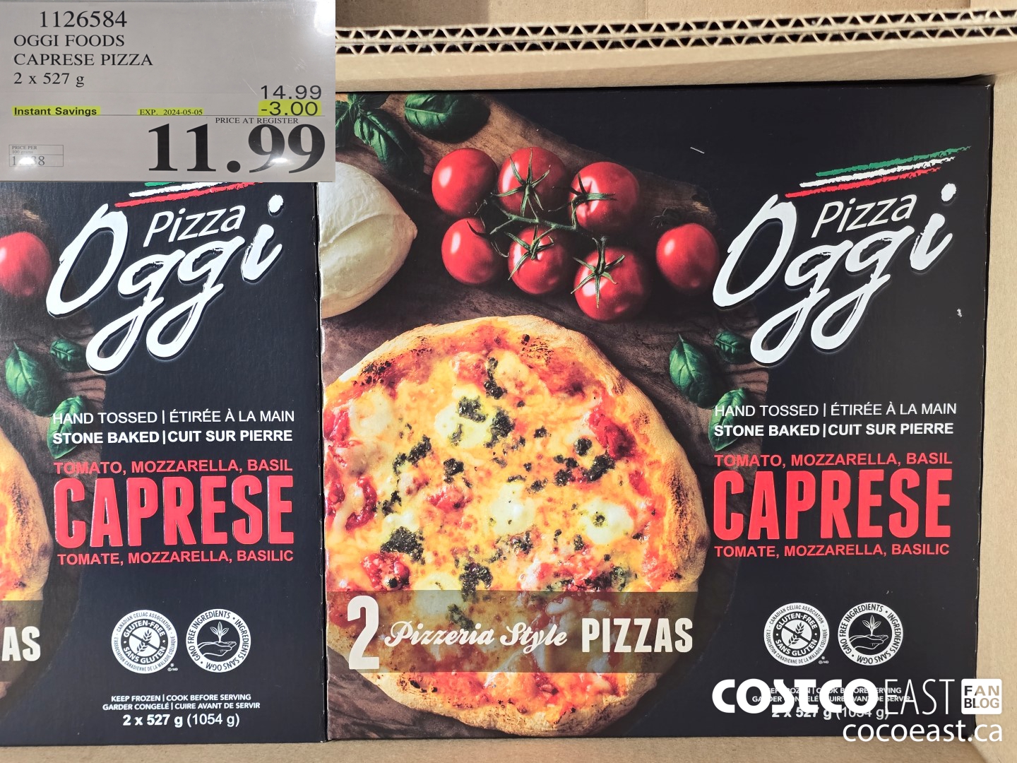 1126584 OGGI FOODS CAPRESE PIZZA 2 X 527 G ($3.00 INSTANT SAVINGS EXPIRES ON 2024-05-05) $11.99