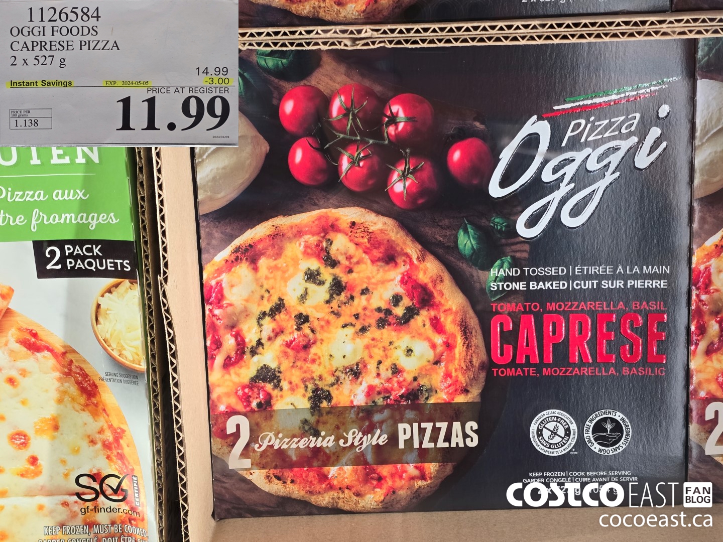 1126584 OGGI FOODS CAPRESE PIZZA 2 X 527 G ($3.00 INSTANT SAVINGS EXPIRES ON 2024-05-05) $11.99