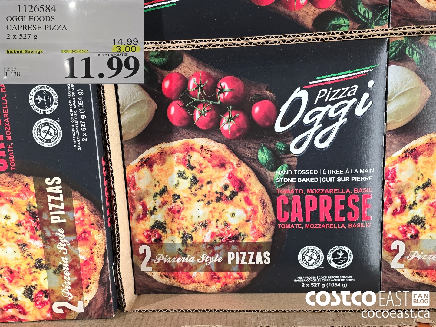 1126584 OGGI FOODS CAPRESE PIZZA 2 X 527 G ($3.00 INSTANT SAVINGS EXPIRES ON 2024-05-05) $11.99