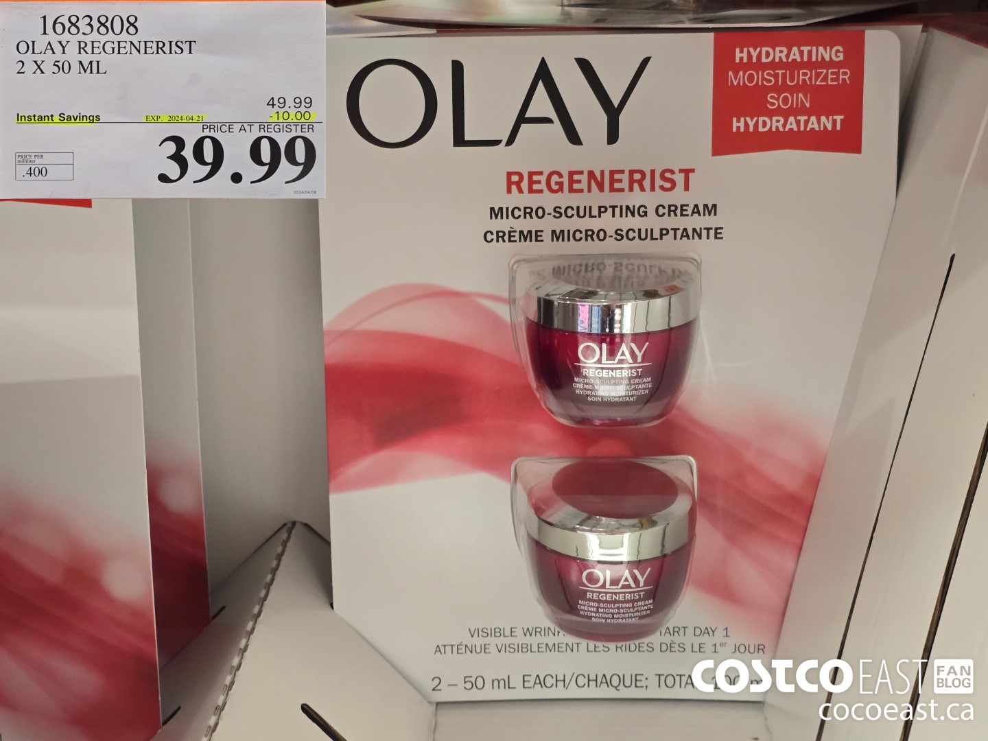 1683808 OLAY REGENERIST 2 X 50 ML ($10.00 INSTANT SAVINGS EXPIRES ON 2024-04-21) $39.99