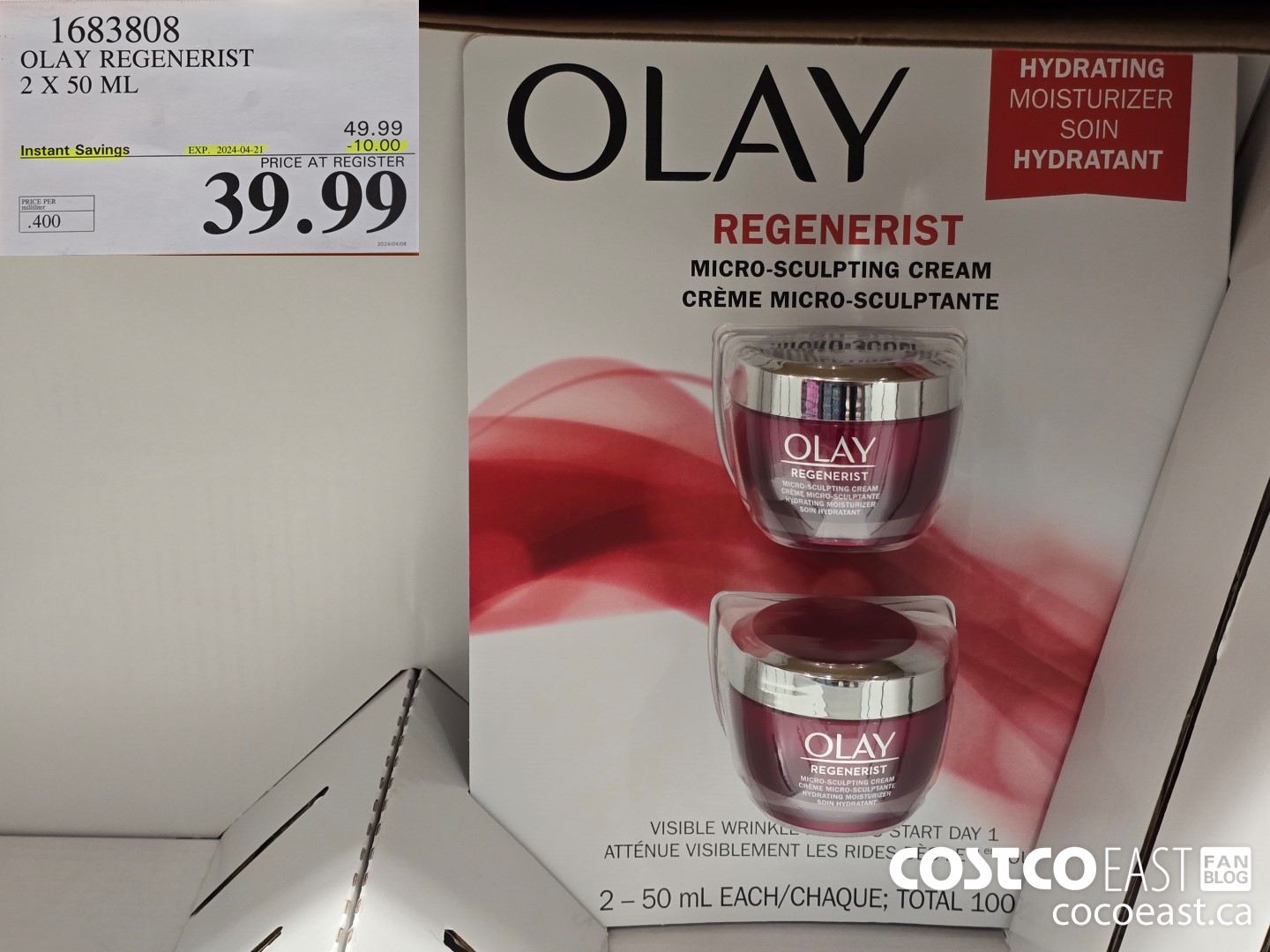 1683808 OLAY REGENERIST 2 X 50 ML ($10.00 INSTANT SAVINGS EXPIRES ON 2024-04-21) $39.99