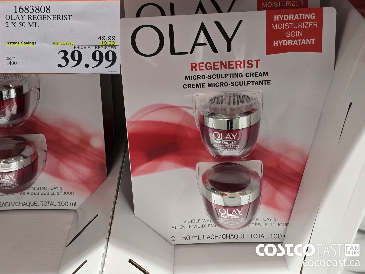 1683808 OLAY REGENERIST 2 X 50 ML ($10.00 INSTANT SAVINGS EXPIRES ON 2024-04-21) $39.99