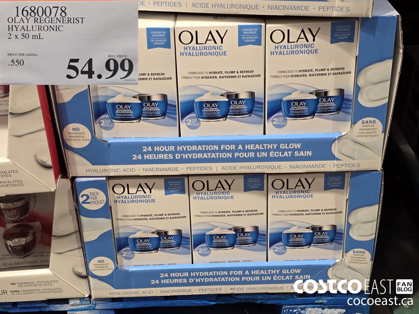 1680078 OLAY REGENERIST HYALURONIC 2 X 50 G $54.99