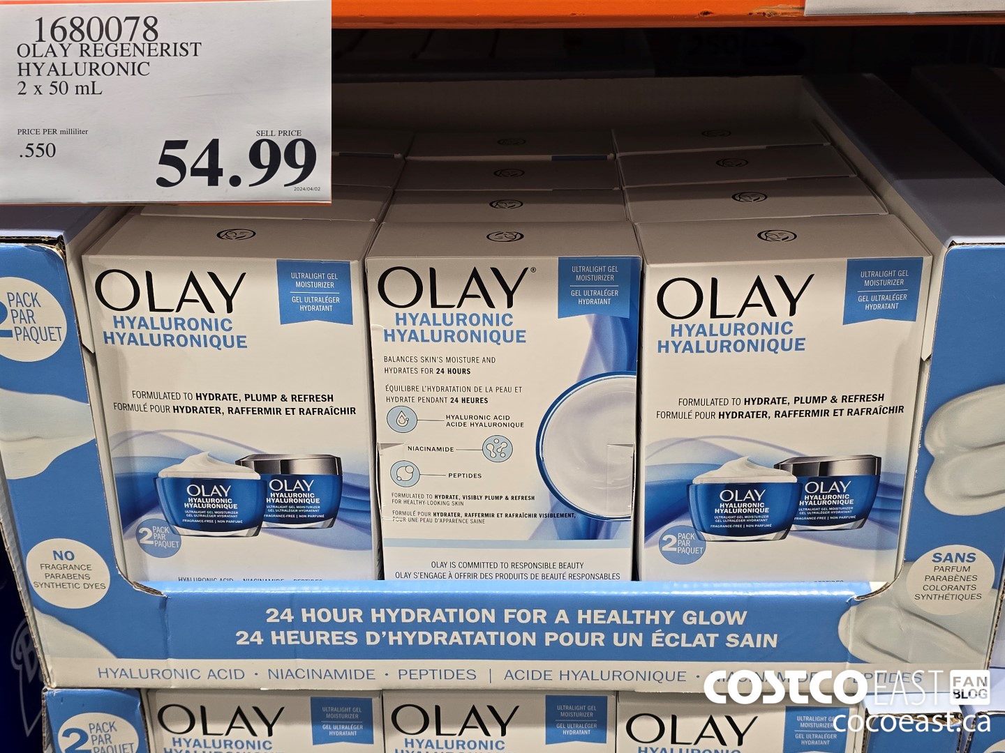 1680078 OLAY REGENERIST HYALURONIC 2 X 50 G $54.99