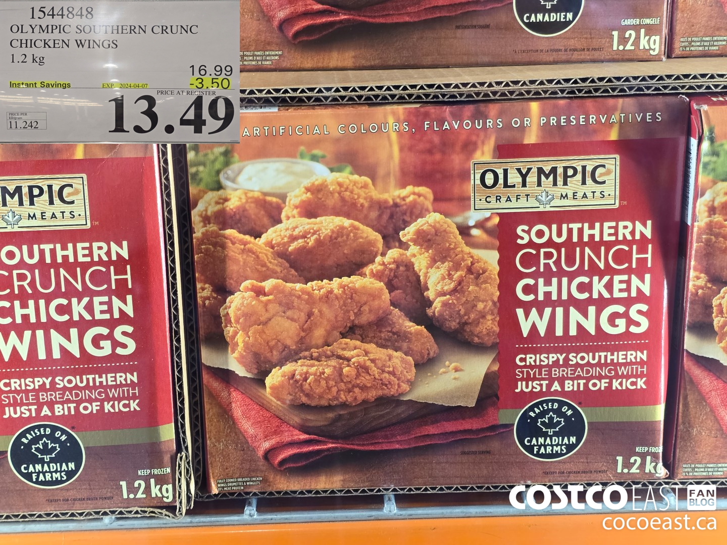1544848 OLYMPIC SOUTHERN CRUNCH CHICKEN WINGS 1.2 kg ($3.50 INSTANT SAVINGS EXPIRES ON 2024-04-07) $13.49