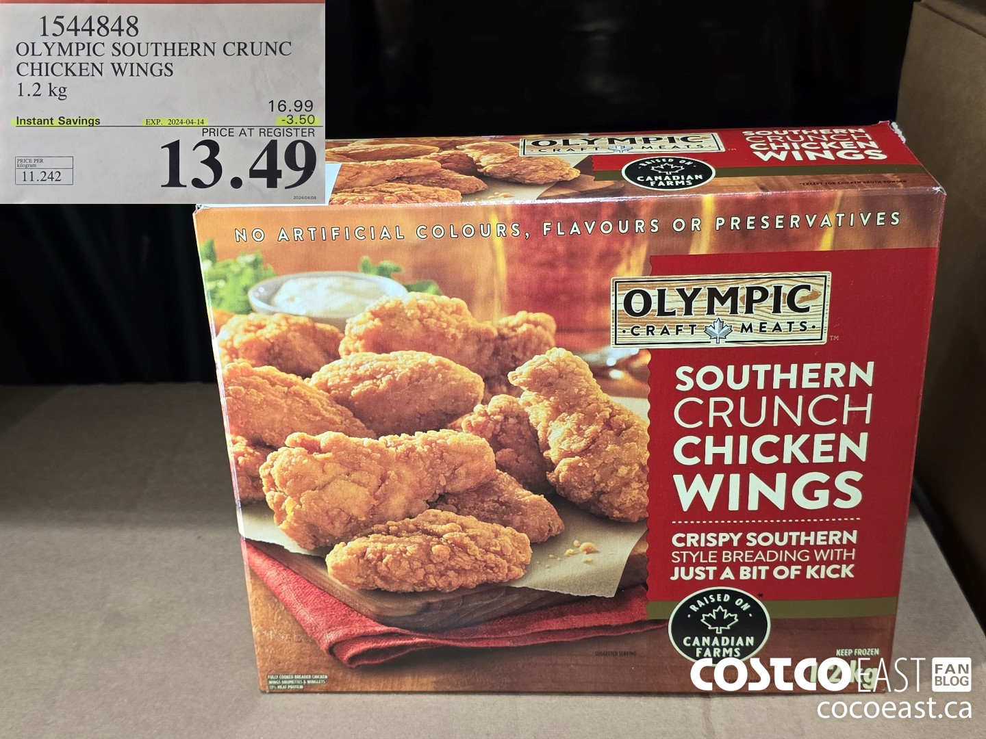 1544848 OLYMPIC SOUTHERN CRUNCH CHICKEN WINGS 1.2 kg ($3.50 INSTANT SAVINGS EXPIRES ON 2024-04-14) $13.49