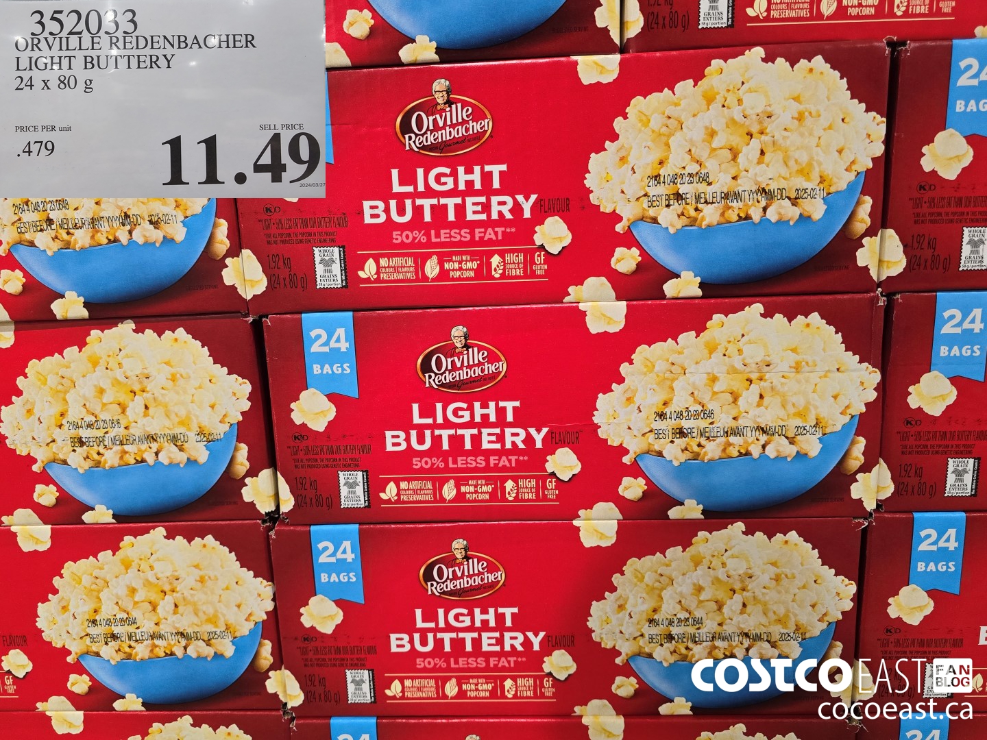 352033 ORVILLE REDENBACHER LIGHT BUTTERY 24 x 80g $11.49